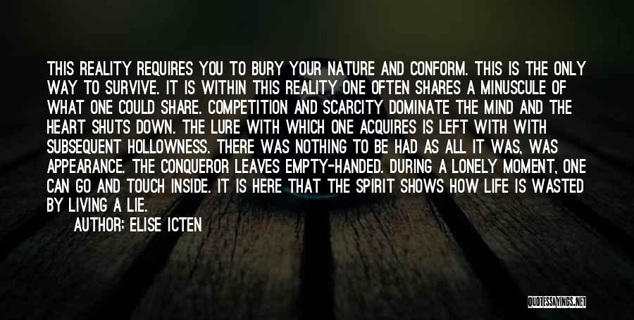 Elise Icten Quotes: This Reality Requires You To Bury Your Nature And Conform. This Is The Only Way To Survive. It Is Within