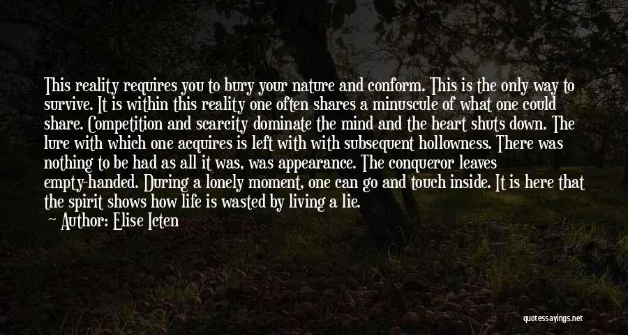 Elise Icten Quotes: This Reality Requires You To Bury Your Nature And Conform. This Is The Only Way To Survive. It Is Within