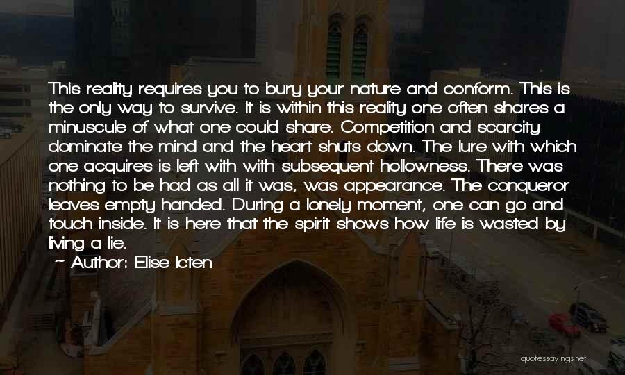 Elise Icten Quotes: This Reality Requires You To Bury Your Nature And Conform. This Is The Only Way To Survive. It Is Within