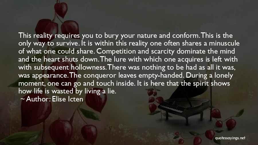 Elise Icten Quotes: This Reality Requires You To Bury Your Nature And Conform. This Is The Only Way To Survive. It Is Within