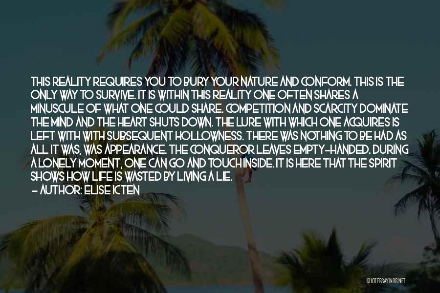 Elise Icten Quotes: This Reality Requires You To Bury Your Nature And Conform. This Is The Only Way To Survive. It Is Within