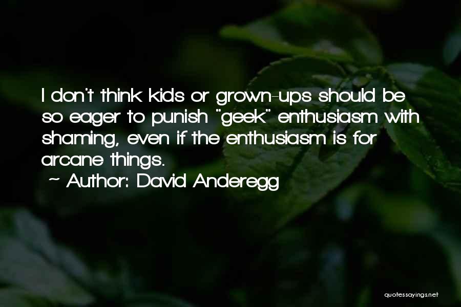 David Anderegg Quotes: I Don't Think Kids Or Grown-ups Should Be So Eager To Punish Geek Enthusiasm With Shaming, Even If The Enthusiasm