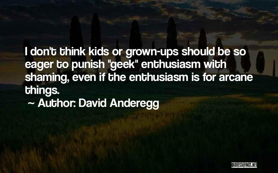 David Anderegg Quotes: I Don't Think Kids Or Grown-ups Should Be So Eager To Punish Geek Enthusiasm With Shaming, Even If The Enthusiasm