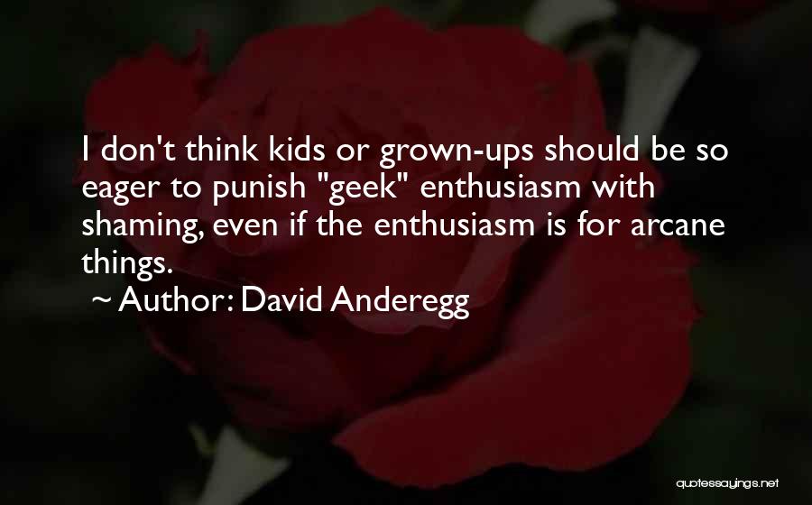 David Anderegg Quotes: I Don't Think Kids Or Grown-ups Should Be So Eager To Punish Geek Enthusiasm With Shaming, Even If The Enthusiasm