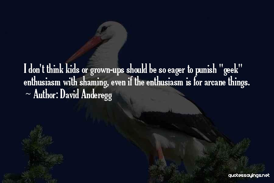 David Anderegg Quotes: I Don't Think Kids Or Grown-ups Should Be So Eager To Punish Geek Enthusiasm With Shaming, Even If The Enthusiasm