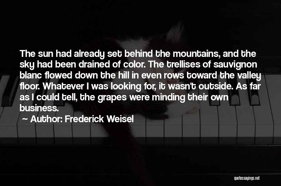 Frederick Weisel Quotes: The Sun Had Already Set Behind The Mountains, And The Sky Had Been Drained Of Color. The Trellises Of Sauvignon