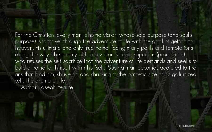 Joseph Pearce Quotes: For The Christian, Every Man Is Homo Viator, Whose Sole Purpose (and Soul's Purpose) Is To Travel Through The Adventure