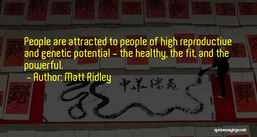 Matt Ridley Quotes: People Are Attracted To People Of High Reproductive And Genetic Potential - The Healthy, The Fit, And The Powerful.