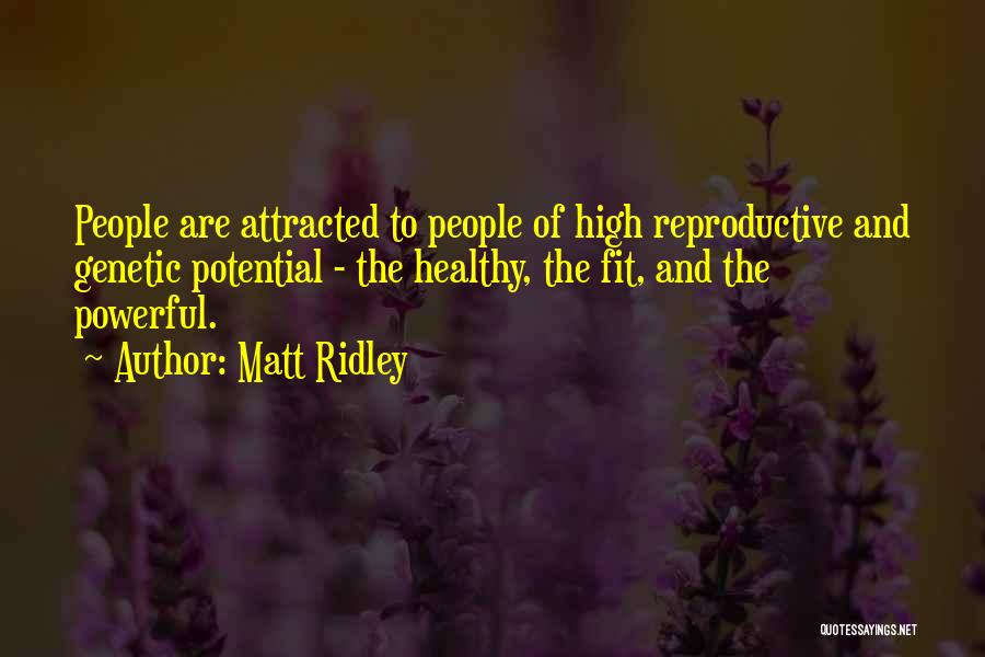 Matt Ridley Quotes: People Are Attracted To People Of High Reproductive And Genetic Potential - The Healthy, The Fit, And The Powerful.