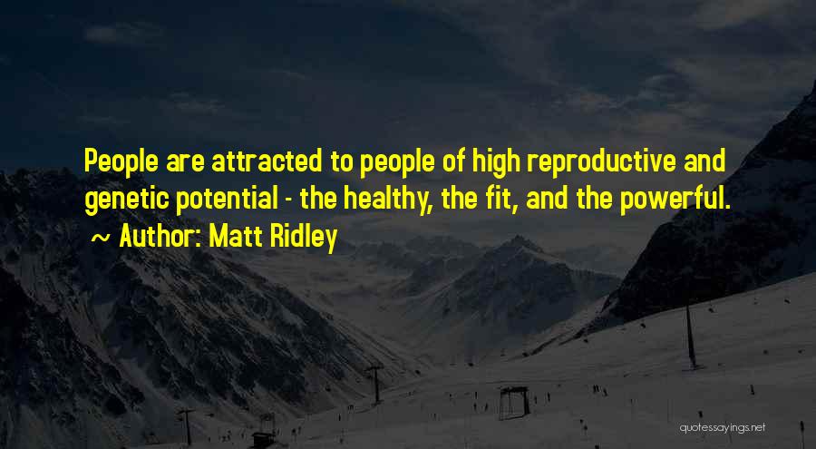 Matt Ridley Quotes: People Are Attracted To People Of High Reproductive And Genetic Potential - The Healthy, The Fit, And The Powerful.