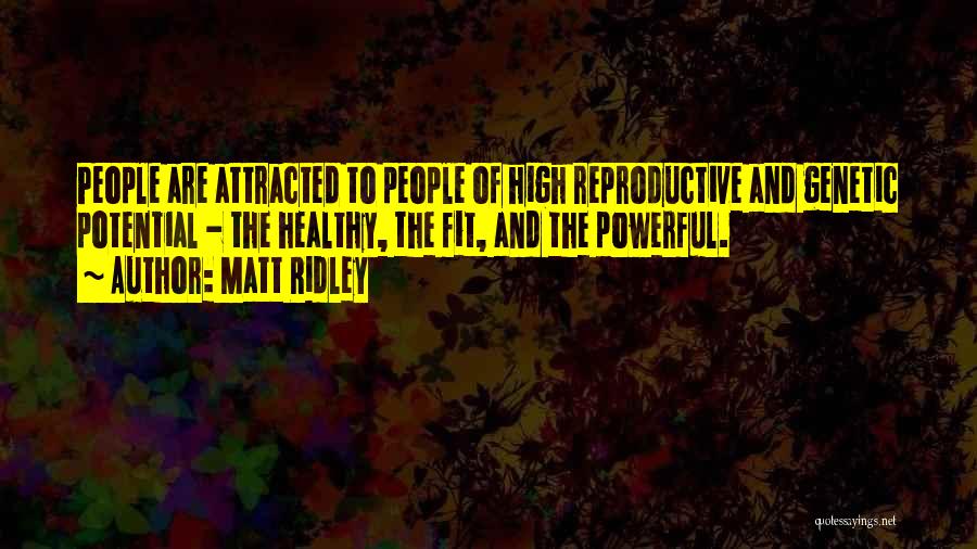 Matt Ridley Quotes: People Are Attracted To People Of High Reproductive And Genetic Potential - The Healthy, The Fit, And The Powerful.