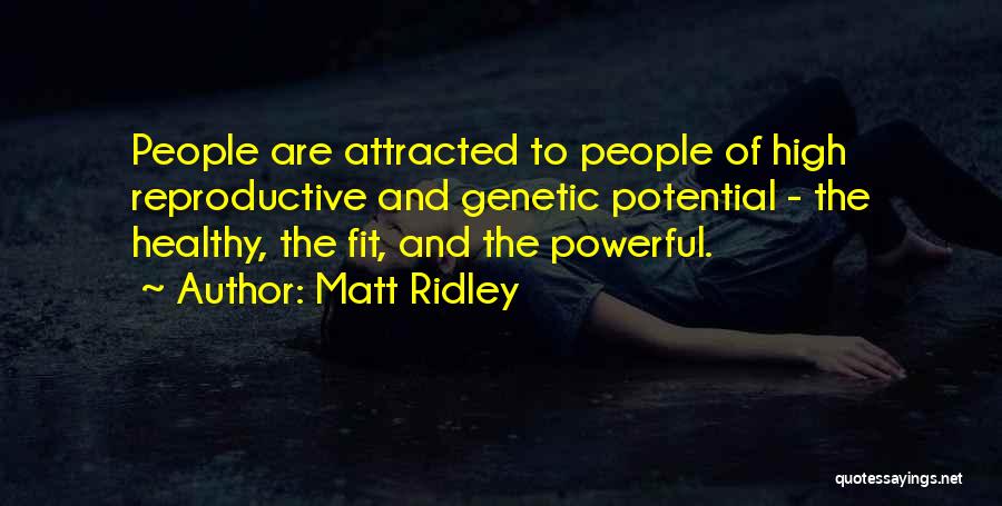 Matt Ridley Quotes: People Are Attracted To People Of High Reproductive And Genetic Potential - The Healthy, The Fit, And The Powerful.