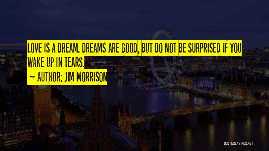 Jim Morrison Quotes: Love Is A Dream. Dreams Are Good, But Do Not Be Surprised If You Wake Up In Tears.