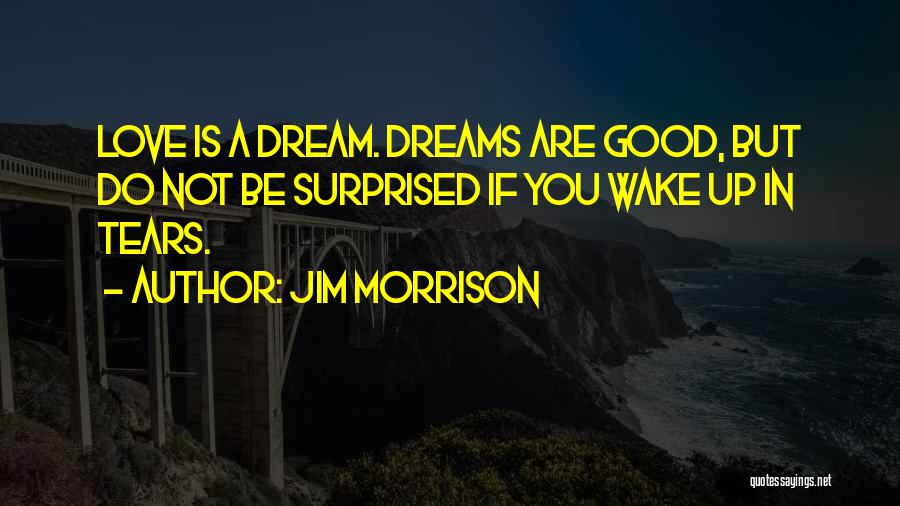 Jim Morrison Quotes: Love Is A Dream. Dreams Are Good, But Do Not Be Surprised If You Wake Up In Tears.