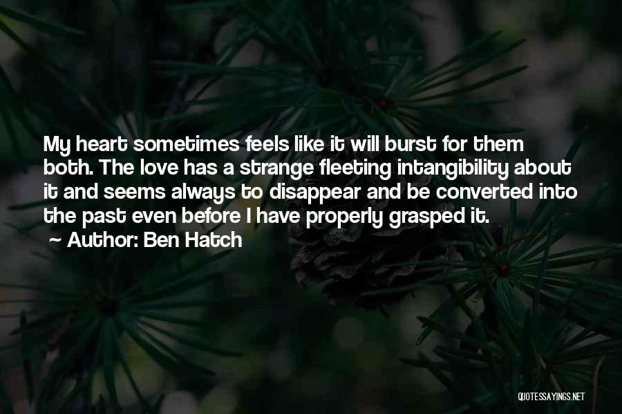 Ben Hatch Quotes: My Heart Sometimes Feels Like It Will Burst For Them Both. The Love Has A Strange Fleeting Intangibility About It