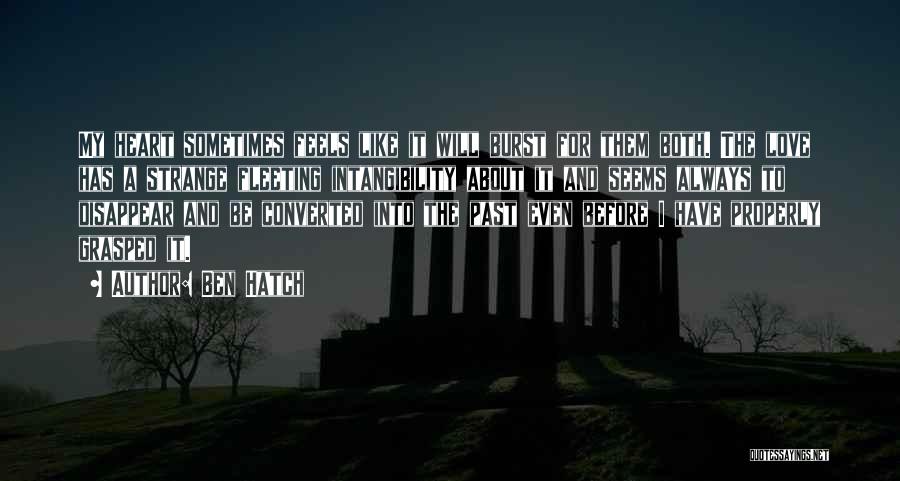 Ben Hatch Quotes: My Heart Sometimes Feels Like It Will Burst For Them Both. The Love Has A Strange Fleeting Intangibility About It