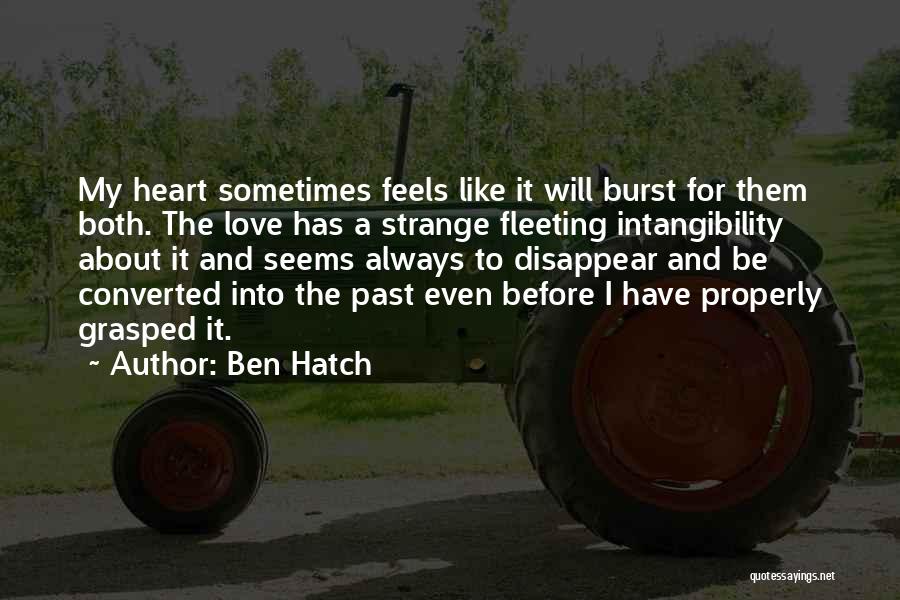 Ben Hatch Quotes: My Heart Sometimes Feels Like It Will Burst For Them Both. The Love Has A Strange Fleeting Intangibility About It