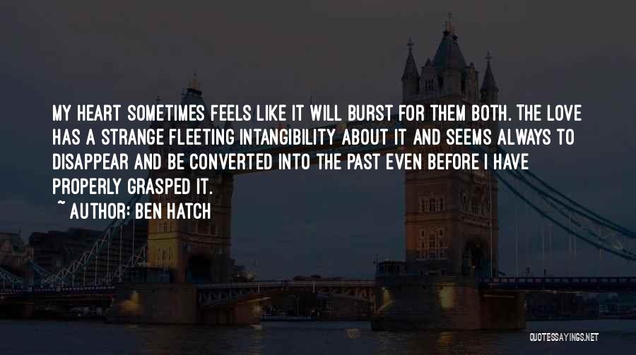 Ben Hatch Quotes: My Heart Sometimes Feels Like It Will Burst For Them Both. The Love Has A Strange Fleeting Intangibility About It