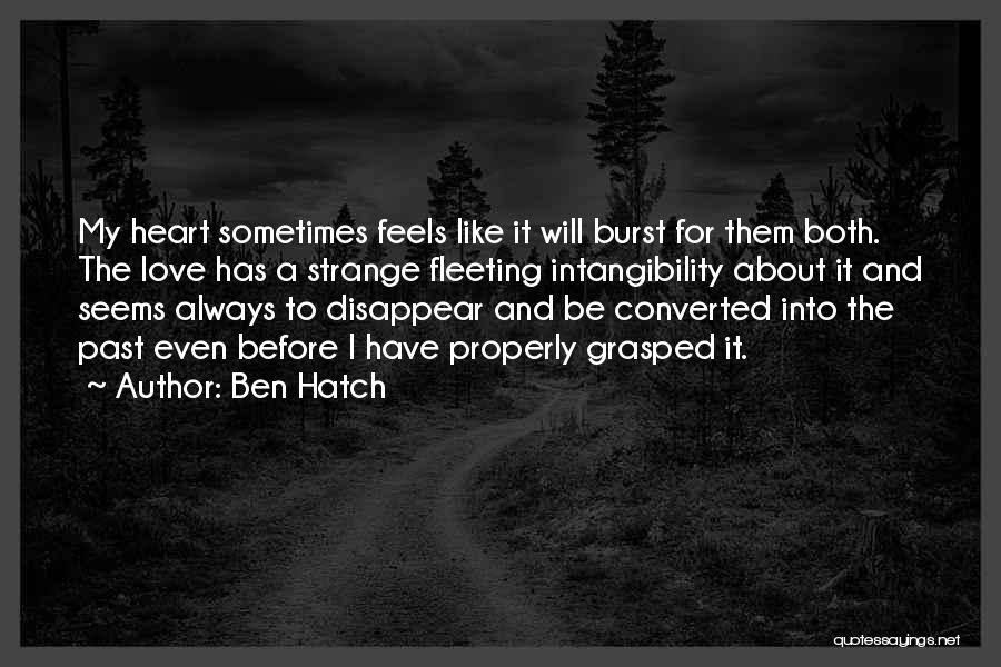 Ben Hatch Quotes: My Heart Sometimes Feels Like It Will Burst For Them Both. The Love Has A Strange Fleeting Intangibility About It