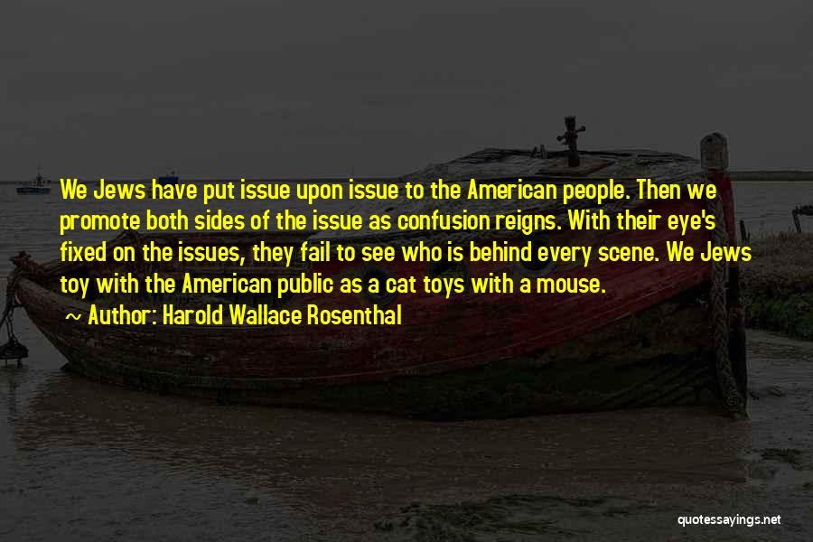 Harold Wallace Rosenthal Quotes: We Jews Have Put Issue Upon Issue To The American People. Then We Promote Both Sides Of The Issue As