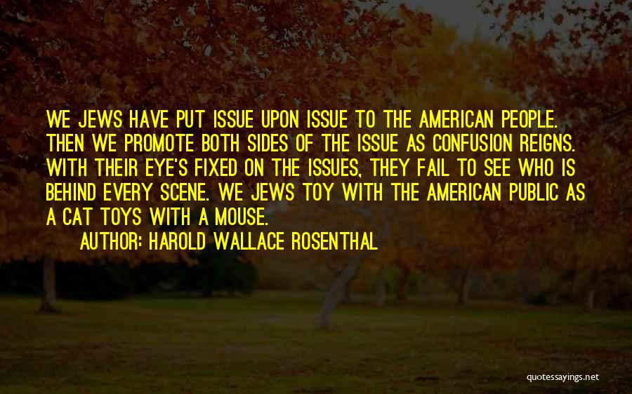 Harold Wallace Rosenthal Quotes: We Jews Have Put Issue Upon Issue To The American People. Then We Promote Both Sides Of The Issue As