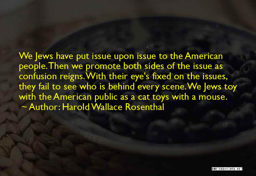 Harold Wallace Rosenthal Quotes: We Jews Have Put Issue Upon Issue To The American People. Then We Promote Both Sides Of The Issue As