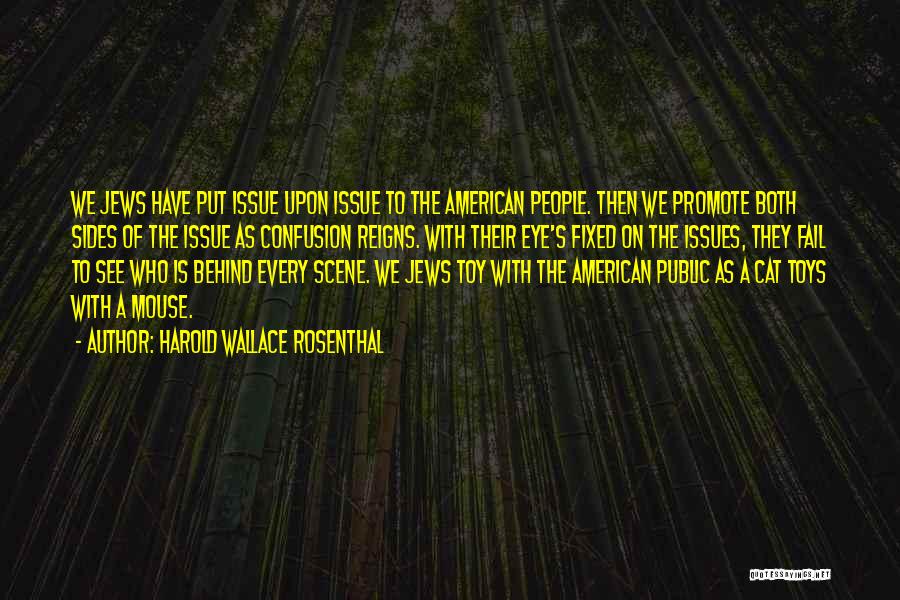 Harold Wallace Rosenthal Quotes: We Jews Have Put Issue Upon Issue To The American People. Then We Promote Both Sides Of The Issue As
