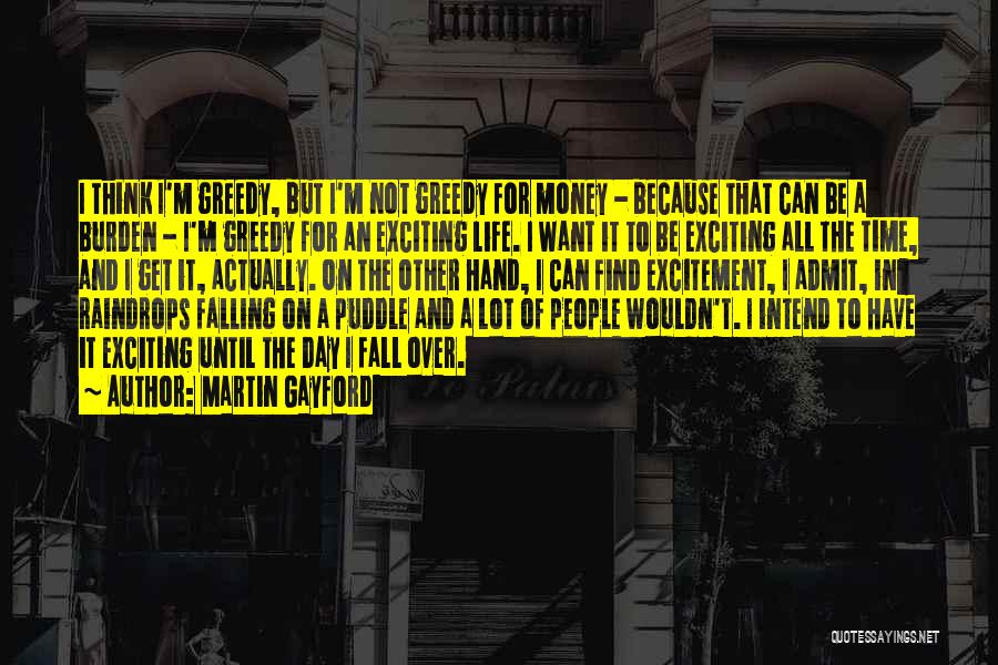 Martin Gayford Quotes: I Think I'm Greedy, But I'm Not Greedy For Money - Because That Can Be A Burden - I'm Greedy