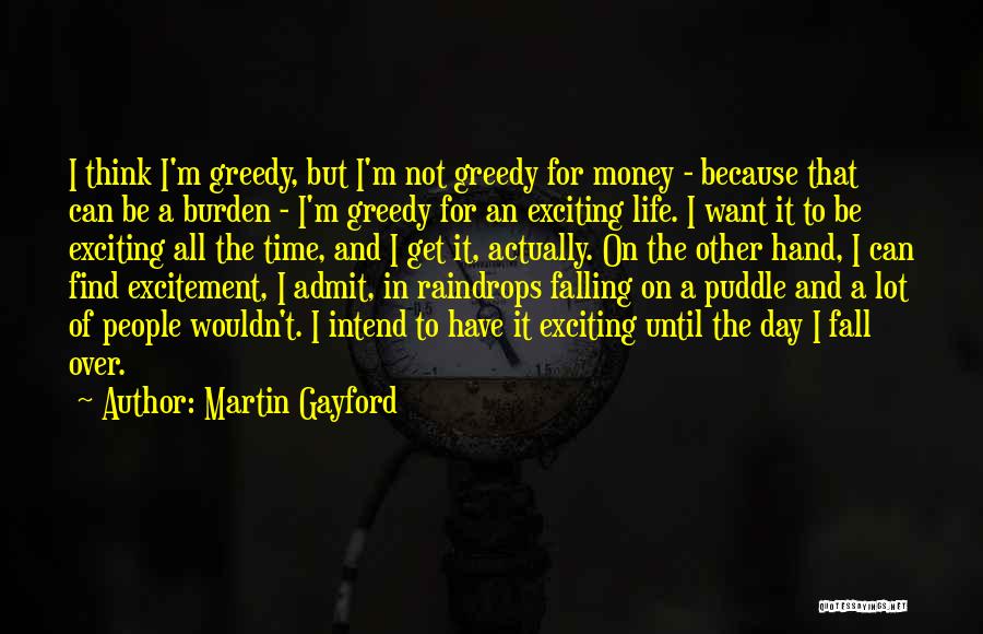 Martin Gayford Quotes: I Think I'm Greedy, But I'm Not Greedy For Money - Because That Can Be A Burden - I'm Greedy