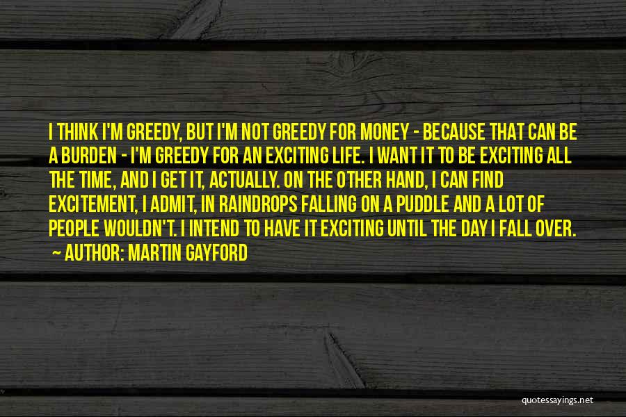 Martin Gayford Quotes: I Think I'm Greedy, But I'm Not Greedy For Money - Because That Can Be A Burden - I'm Greedy