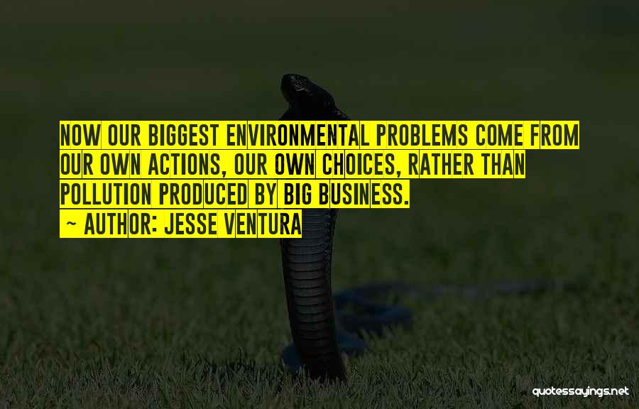 Jesse Ventura Quotes: Now Our Biggest Environmental Problems Come From Our Own Actions, Our Own Choices, Rather Than Pollution Produced By Big Business.