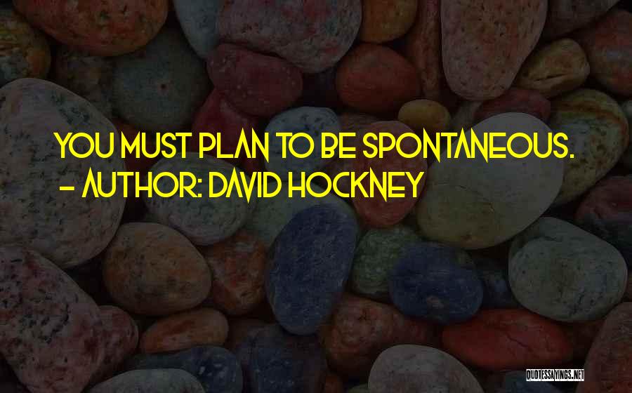David Hockney Quotes: You Must Plan To Be Spontaneous.