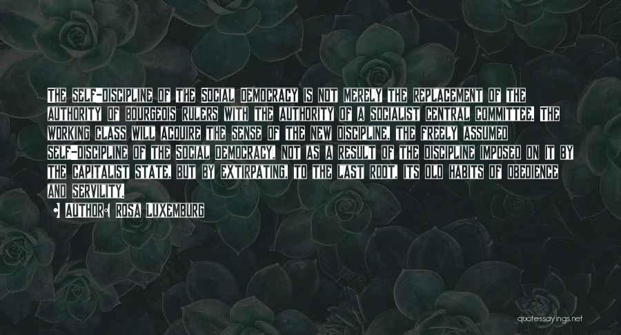 Rosa Luxemburg Quotes: The Self-discipline Of The Social Democracy Is Not Merely The Replacement Of The Authority Of Bourgeois Rulers With The Authority