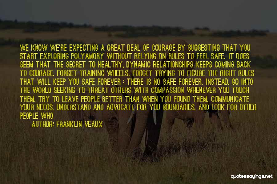 Franklin Veaux Quotes: We Know We're Expecting A Great Deal Of Courage By Suggesting That You Start Exploring Polyamory Without Relying On Rules