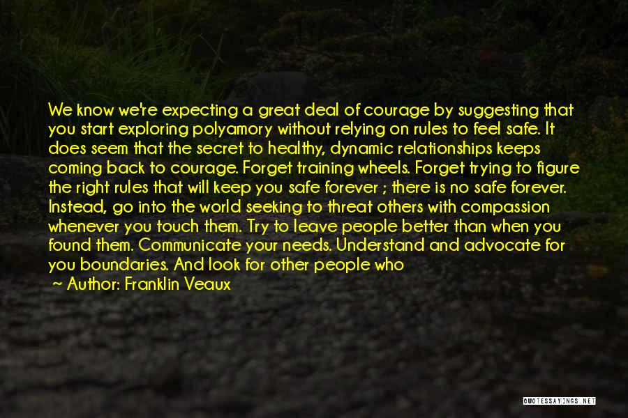 Franklin Veaux Quotes: We Know We're Expecting A Great Deal Of Courage By Suggesting That You Start Exploring Polyamory Without Relying On Rules