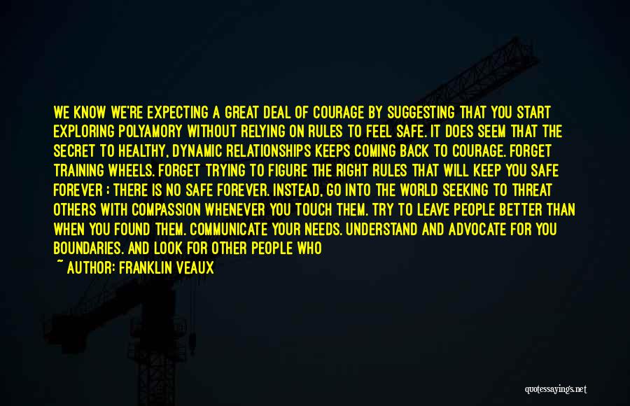Franklin Veaux Quotes: We Know We're Expecting A Great Deal Of Courage By Suggesting That You Start Exploring Polyamory Without Relying On Rules
