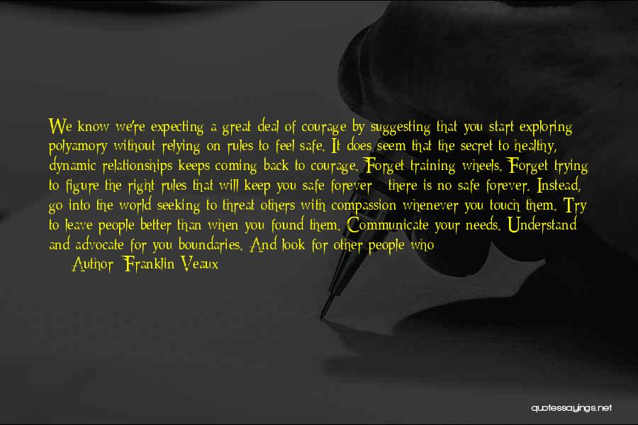 Franklin Veaux Quotes: We Know We're Expecting A Great Deal Of Courage By Suggesting That You Start Exploring Polyamory Without Relying On Rules