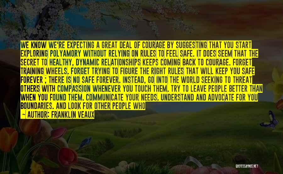 Franklin Veaux Quotes: We Know We're Expecting A Great Deal Of Courage By Suggesting That You Start Exploring Polyamory Without Relying On Rules