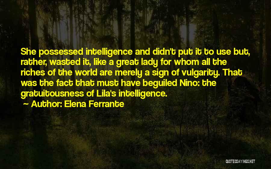 Elena Ferrante Quotes: She Possessed Intelligence And Didn't Put It To Use But, Rather, Wasted It, Like A Great Lady For Whom All