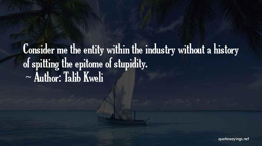 Talib Kweli Quotes: Consider Me The Entity Within The Industry Without A History Of Spitting The Epitome Of Stupidity.