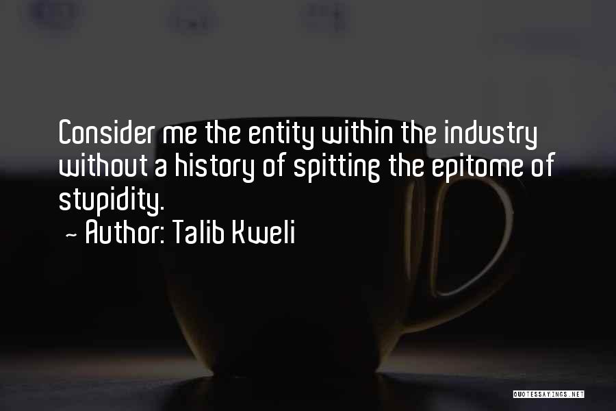 Talib Kweli Quotes: Consider Me The Entity Within The Industry Without A History Of Spitting The Epitome Of Stupidity.