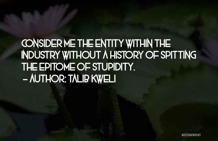 Talib Kweli Quotes: Consider Me The Entity Within The Industry Without A History Of Spitting The Epitome Of Stupidity.