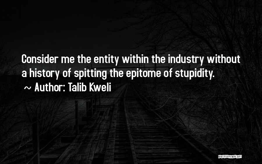 Talib Kweli Quotes: Consider Me The Entity Within The Industry Without A History Of Spitting The Epitome Of Stupidity.