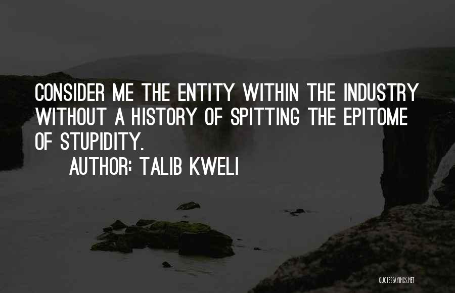 Talib Kweli Quotes: Consider Me The Entity Within The Industry Without A History Of Spitting The Epitome Of Stupidity.