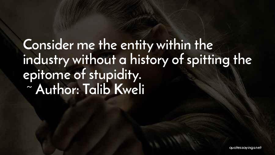 Talib Kweli Quotes: Consider Me The Entity Within The Industry Without A History Of Spitting The Epitome Of Stupidity.