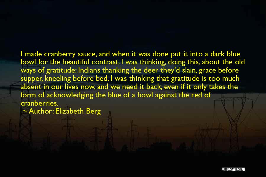 Elizabeth Berg Quotes: I Made Cranberry Sauce, And When It Was Done Put It Into A Dark Blue Bowl For The Beautiful Contrast.