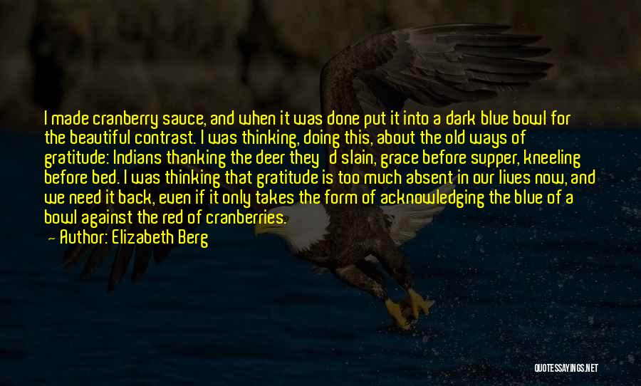 Elizabeth Berg Quotes: I Made Cranberry Sauce, And When It Was Done Put It Into A Dark Blue Bowl For The Beautiful Contrast.