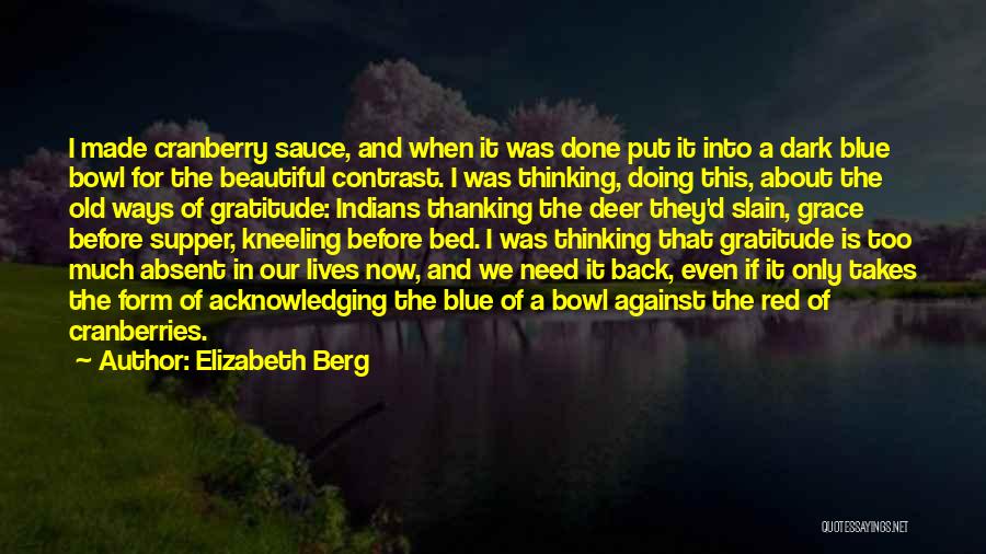 Elizabeth Berg Quotes: I Made Cranberry Sauce, And When It Was Done Put It Into A Dark Blue Bowl For The Beautiful Contrast.