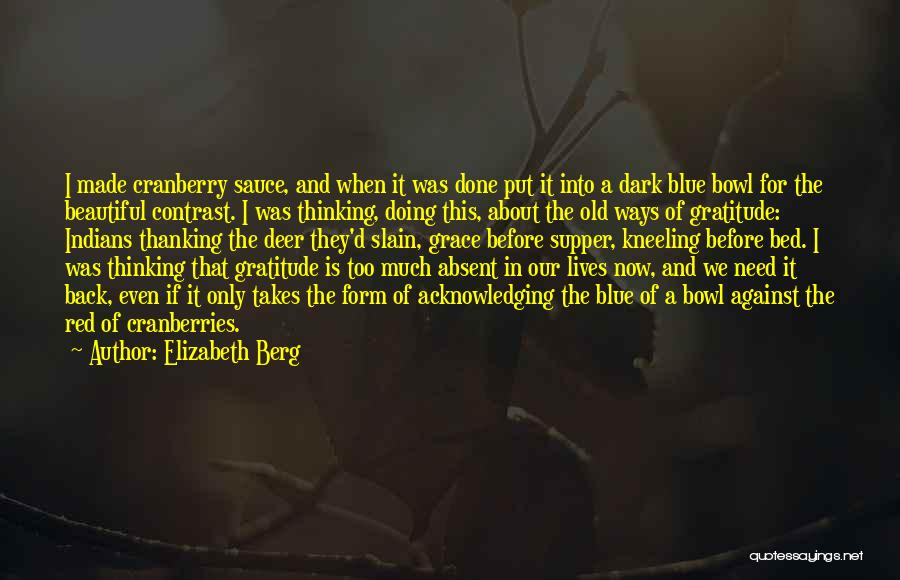 Elizabeth Berg Quotes: I Made Cranberry Sauce, And When It Was Done Put It Into A Dark Blue Bowl For The Beautiful Contrast.