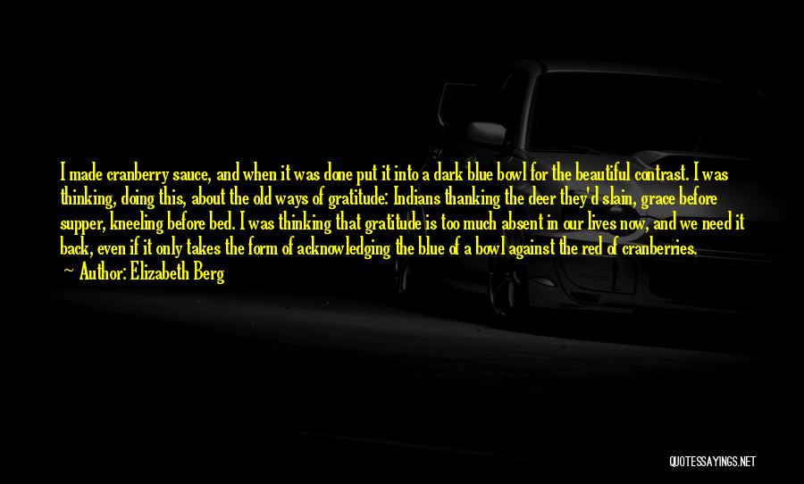 Elizabeth Berg Quotes: I Made Cranberry Sauce, And When It Was Done Put It Into A Dark Blue Bowl For The Beautiful Contrast.